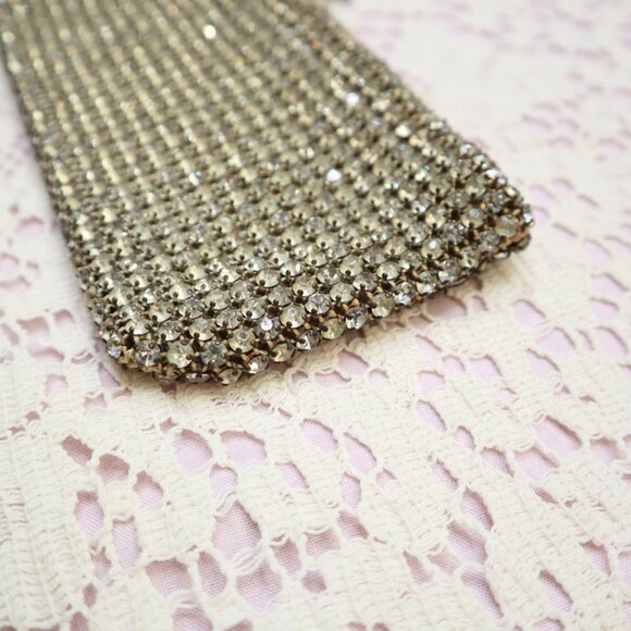Antique 1920s Art Deco Rhinestone Pouch Czechoslovakia Glamorous Evening Bag Wri - Picture 5 of 13